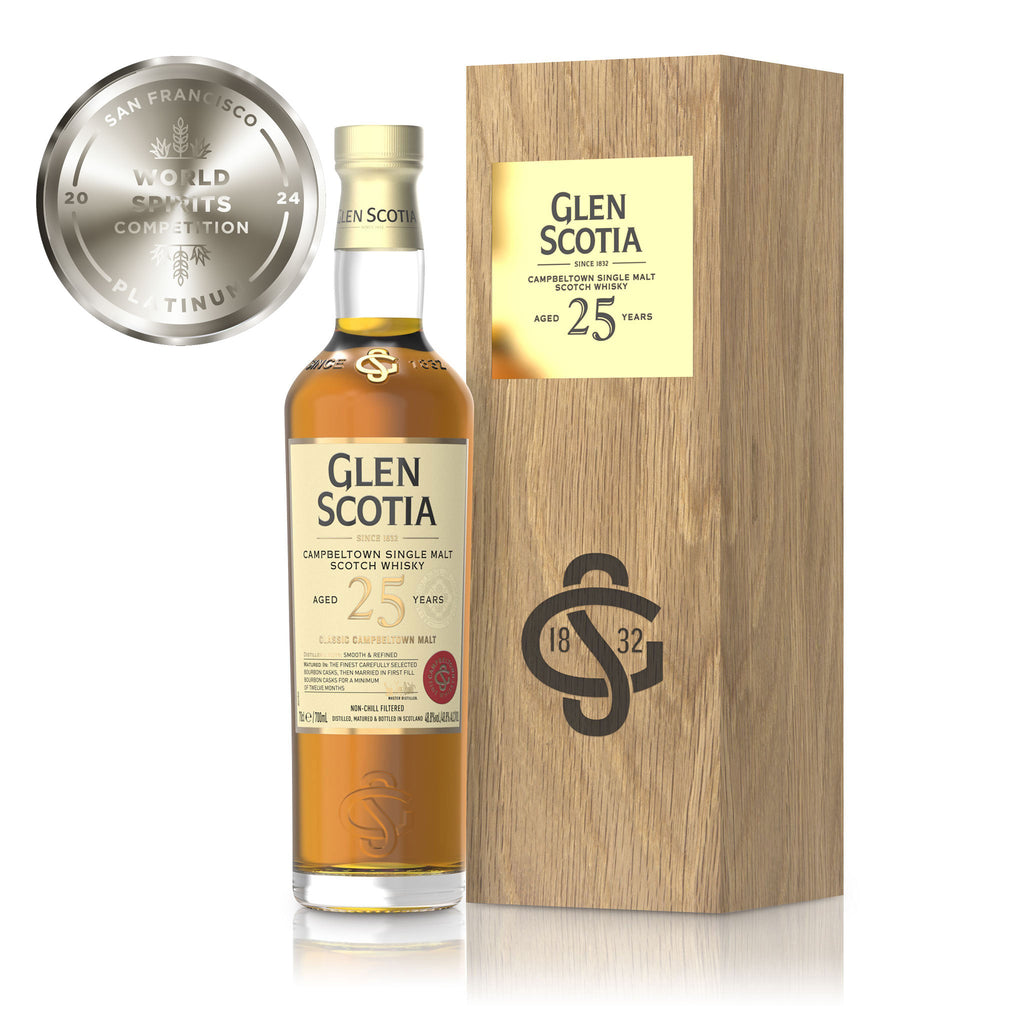 マ*ん様 Glen Scotia 25年 シングルモルトウイスキー 木箱付き Glen Scotia 25 Year Old Single Malt Scotch Whisky